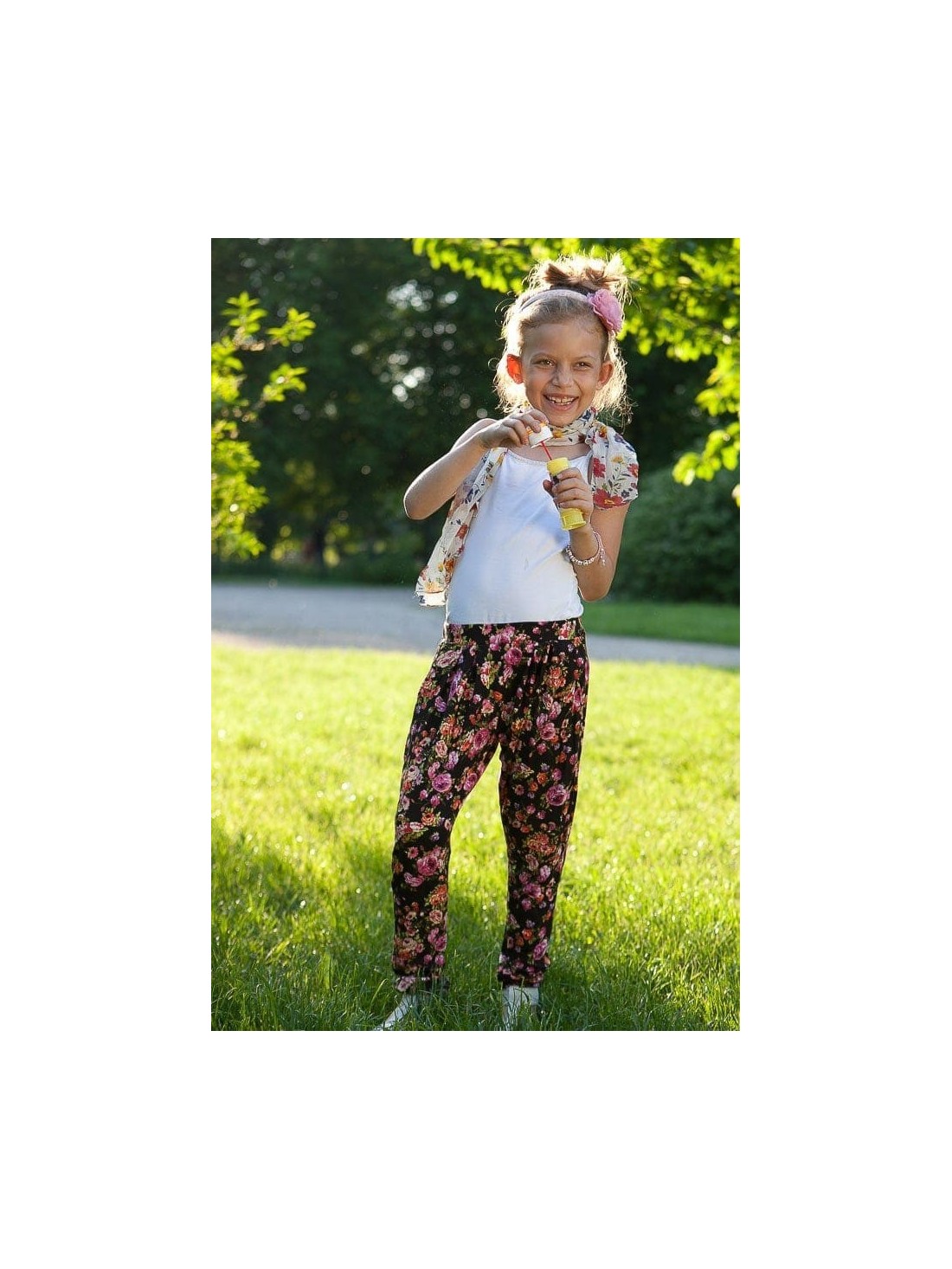 Girls\' black floral pants DZ6013 - Online store - Boutique